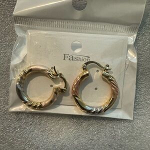 Gold and Silver Hoop costume pierced Earrings NEW IN PACKAGE